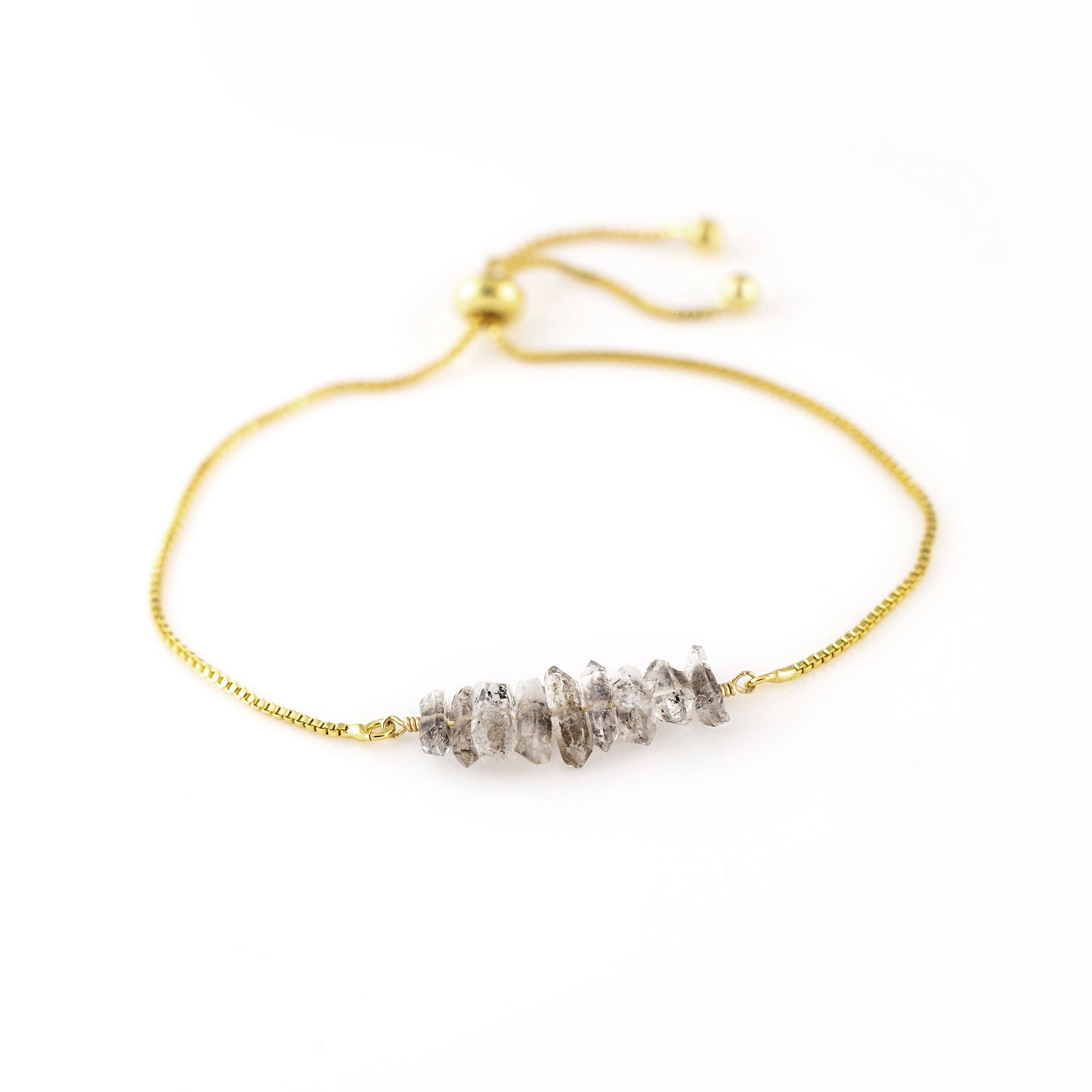 Moldavite and Herkimer Diamond Bracelet | Made In Earth US