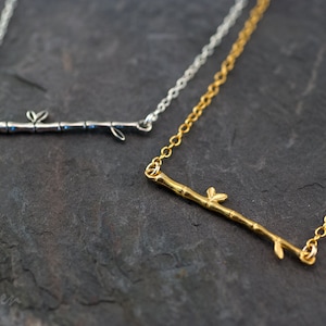 Bamboo Necklace, Branch Necklace, Delicate Bar, Layering Necklace, Nature Jewelry, Woodland Necklace, Nature Inspired Jewelry, Tranquility