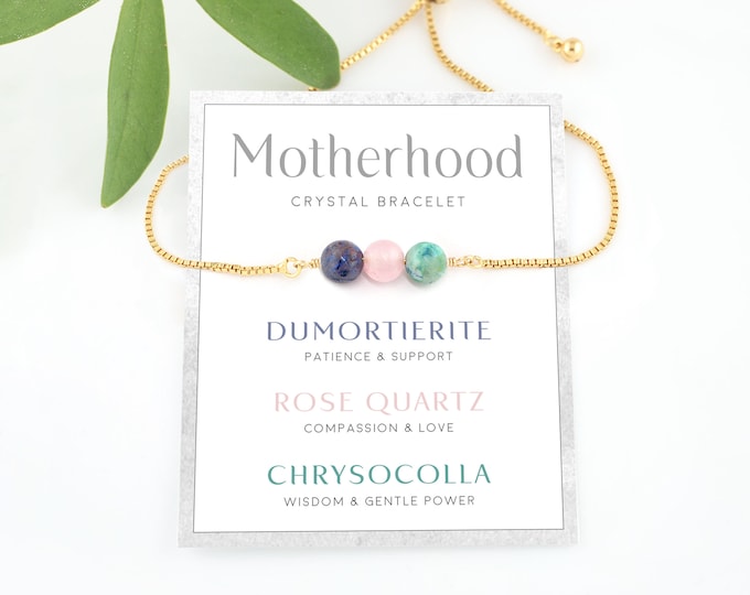 New Motherhood Intention Gift, Push Present, Pregnant Young Mom Bracelet Jewelry, Motherhood Crystals, Empowerment Gift, Mothers Day Jewelry