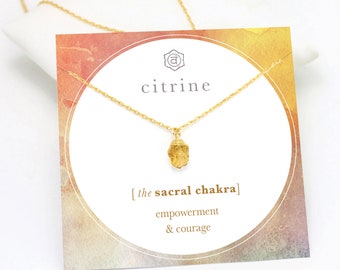 Collier citrine brute, collier de pierre de naissance novembre citrine, breloque en cristal jaune, bijoux en cristal de chakra sacré, cadeau pour elle