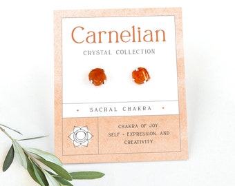 Raw Carnelian Crystal Studs, Stone of Attraction, TikTok Carnelian Genuine Earrings, Earrings for sacral chakra, Stud Earring Set 925 Silver