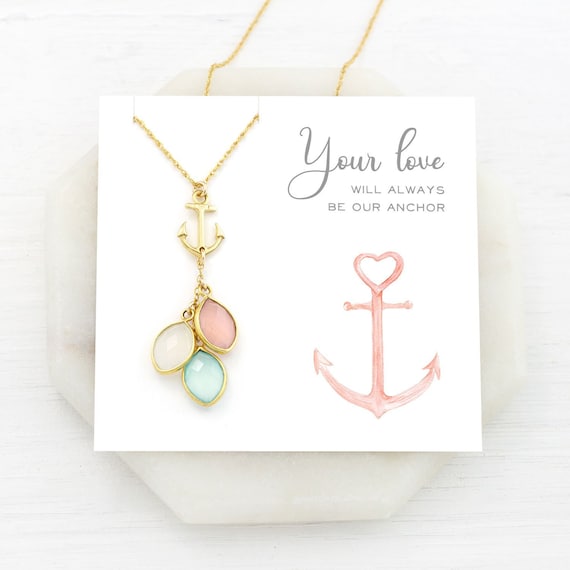 Love Necklace For Mom Anchor Necklace Grandma Generations Etsy