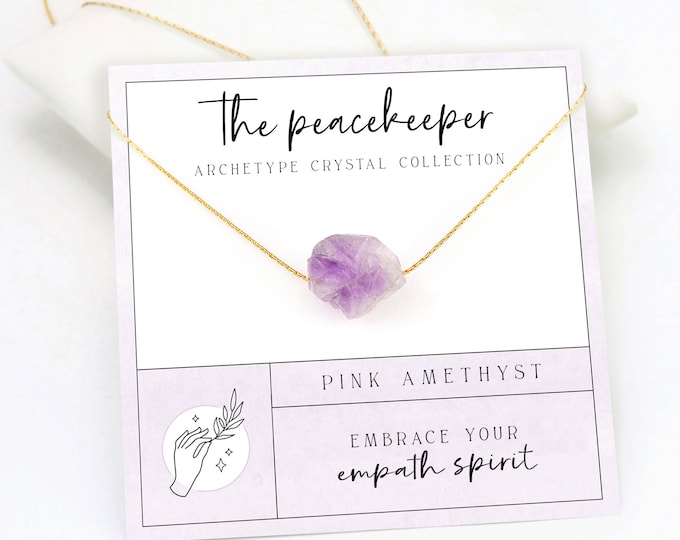 Pink Amethyst Crystal Necklace, Peace Intuition Trust Crystal Jewelry, Light Amethyst February Birthstone Necklace, Bridesmaid Gifts