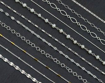 Sterling Silver Layering Chains, Dainty Minimalist Necklace, Beaded Choker Chain, Disc Choker, Tattoo Choker, Boho Festival Jewelry, GCC