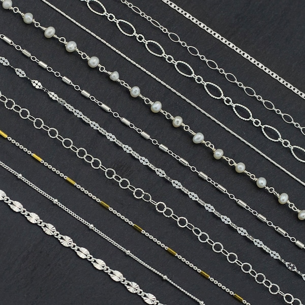 Sterling Silver Layering Chains, Dainty Minimalist Necklace, Beaded Choker Chain, Disc Choker, Tattoo Choker, Boho Festival Jewelry, GCC