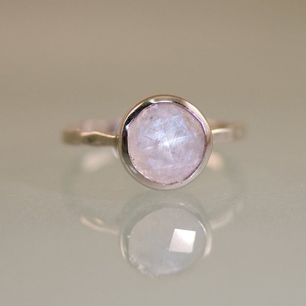 Rainbow Moonstone Rings Silver - June Birthstone Ring - Solitaire Ring - Stacking Ring - Sterling Silver Ring - Round Ring, RG-RD