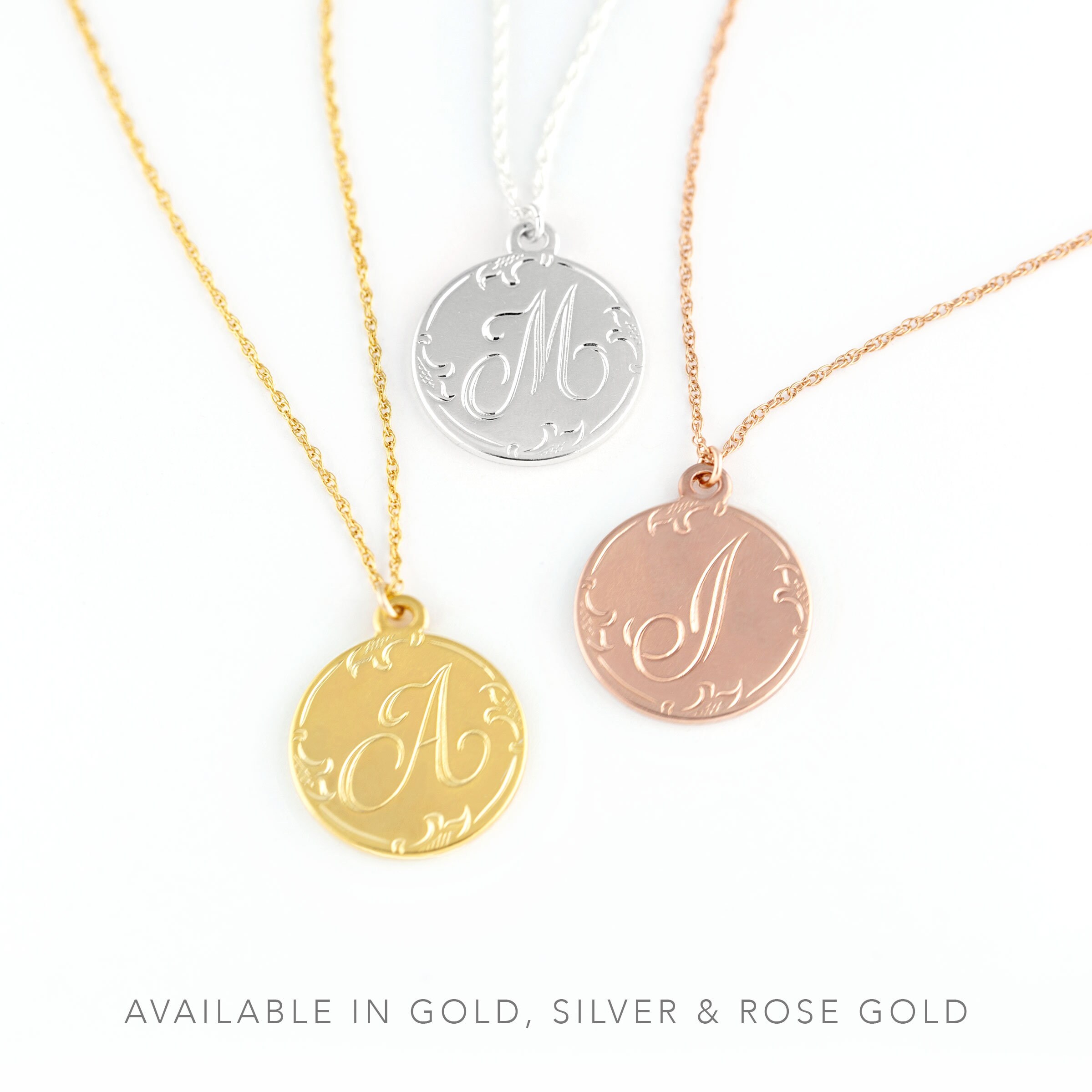 S Initial pendant, Gold L Initial Necklace, Script Monogram Coin Disc  Necklace, Layering Letter Charm Pendant, Vintage Personalized Alphabet