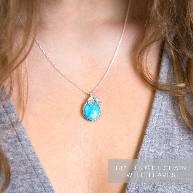 Personalized Necklace Initial Necklace Turquoise Necklace Gold New Mom Gift NK-15 December Birthstone Necklace Bridal Shower Gift