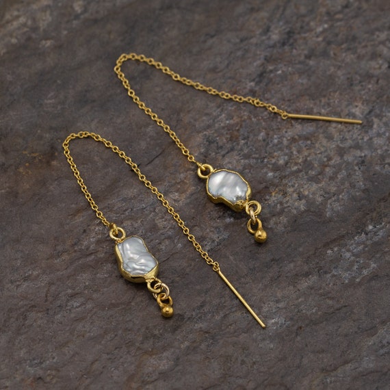 Dainty Bridal White Pearl Double Piercing Earring Set Bridesmaid