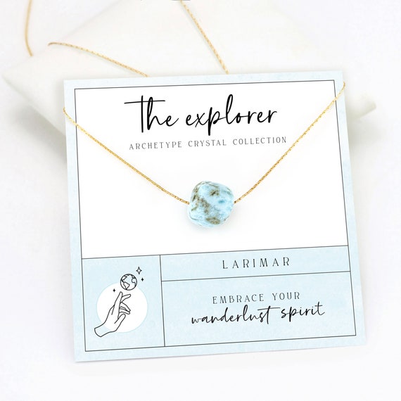 Natural Raw Larimar Necklace Planet Earth Necklace Wanderlust Gift Explorer Crystal Layering Necklace Ready to Gift Etsy UK