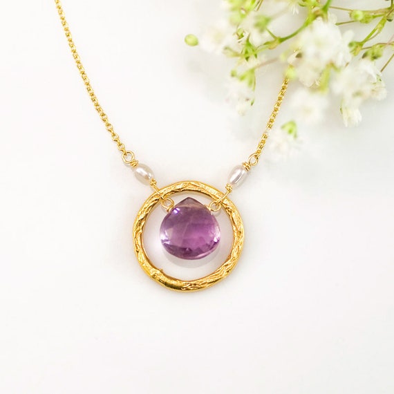 Purple cheap birthstone necklace