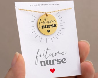 Future Nurse Custom Engraved Tag Necklace Gift, Nursing School Gift, Nursing School Graduation Gift, Congratulations Gift, 14k Gold Filled