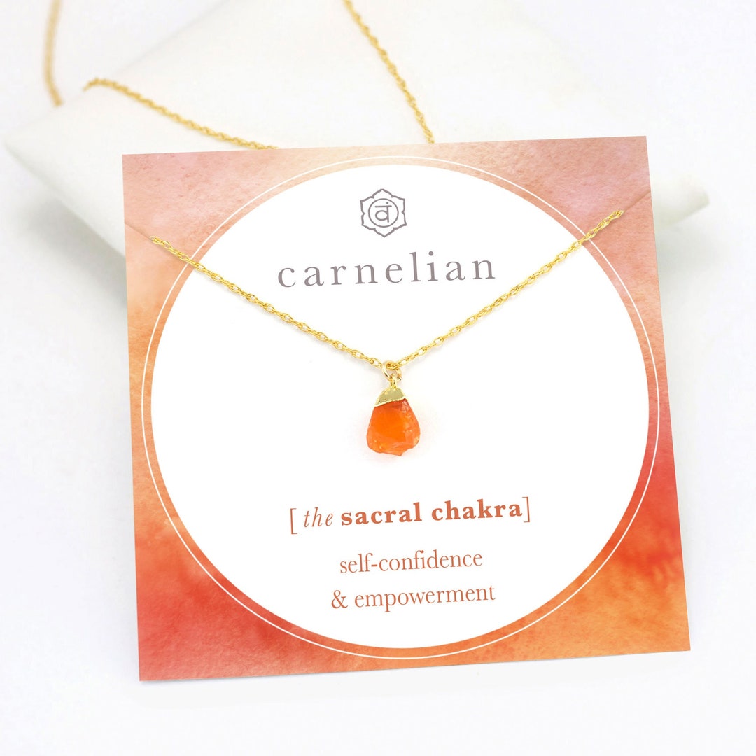 Raw Carnelian Crystal Necklace, Real Orange Carnelian Gemstone Jewelry Gift, Sacral Chakra Confidence Love Necklace, Trendy Jewelry