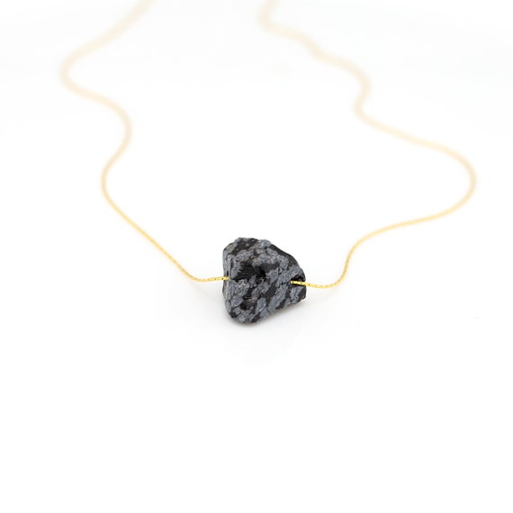 Raw black cheap obsidian necklace