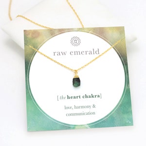 Raw Emerald Friendship Necklace, Genuine Gemstone, May Birthstone Necklace, Heart Chakra Necklace, Rough Cut Green Emerald, BFF Gift