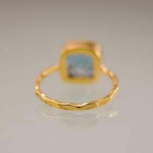 London Blue Topaz Stacking Ring Bezel Ring Topaz Quartz Gemstone Ring Gold Ring December Birthstone image 2