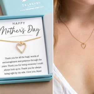 Regalo de cumpleaños minimalista, collar con dije de corazón delicado, collar sencillo para mamá, joyería de abuela, regalo de joyería personalizado de hija