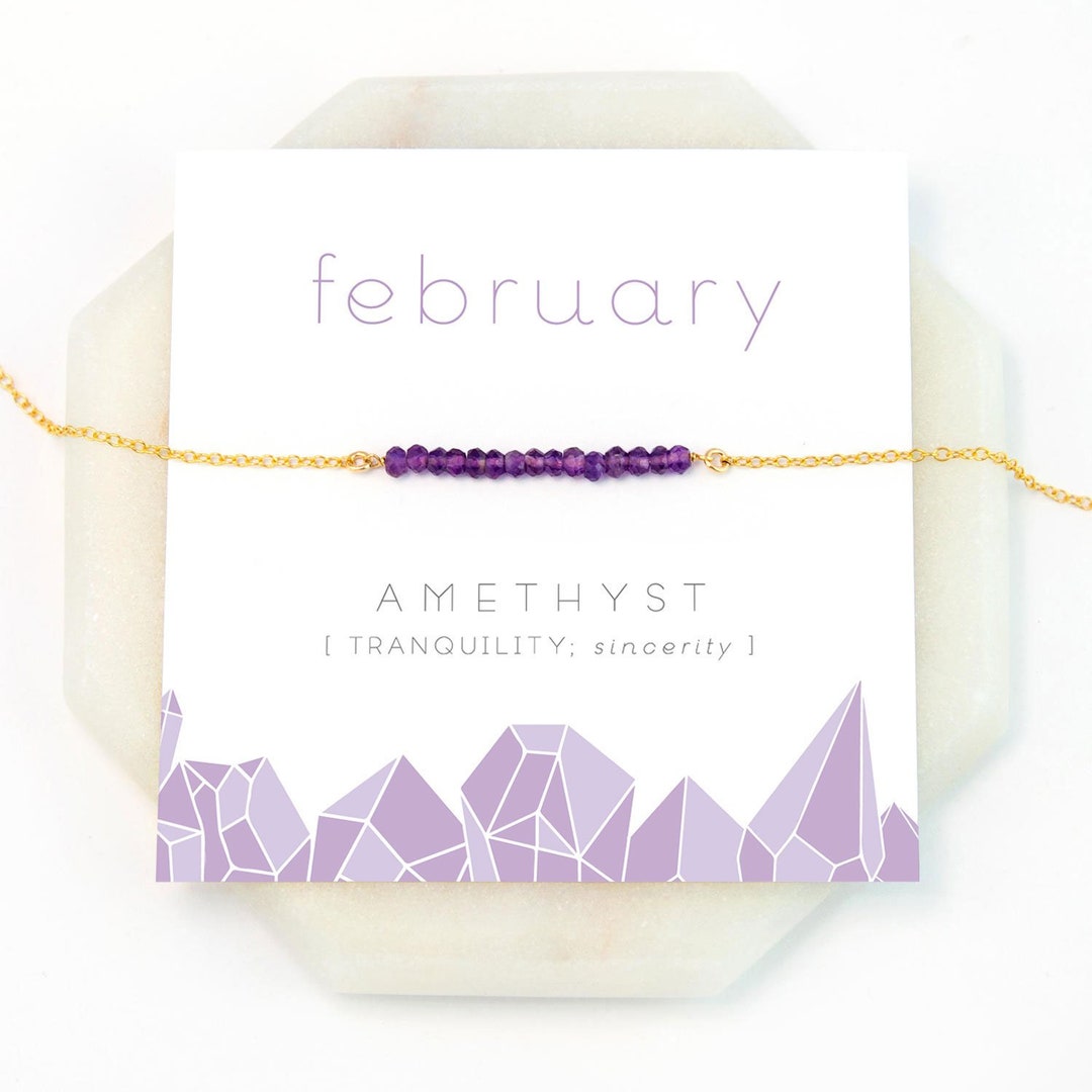 February Birthstone Necklace Amethyst Necklace Gold Gift for - Etsy