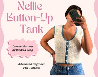 Nellie Button-Up Tank Crochet Pattern (PDF Download) || Vintage Crochet Vest