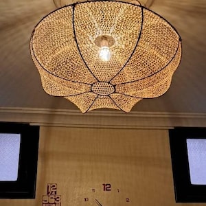 Handmade Raffia Woven Pendant Lamp Shade: Boho Lighting