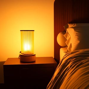 Handmade Bamboo Table Lamp: Moroccan Wood Desk Light