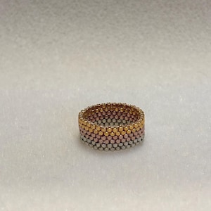 RING 6: made from miyuki delica beads, tri-coloured gold combination