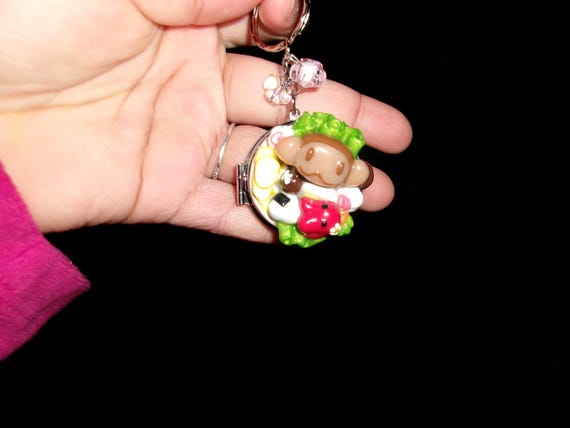 Bento Box inspired Polymer Clay Mirror Keychain | Kawaii Bag Charm | handmade | beads included