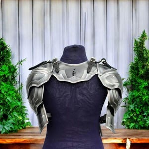 Medieval Steel Pauldrons with Gorget: Knight Armor Cosplay Set