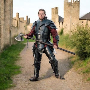 Full Medieval Knight Armor Set: Blackened Steel, LARP Cosplay