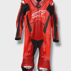 Alpinestars GP Plus Leather Race Suit, Red Black CE Approved Motorcycle Racing Suit with Premium Protection Comfort & Style,Gift for Husband