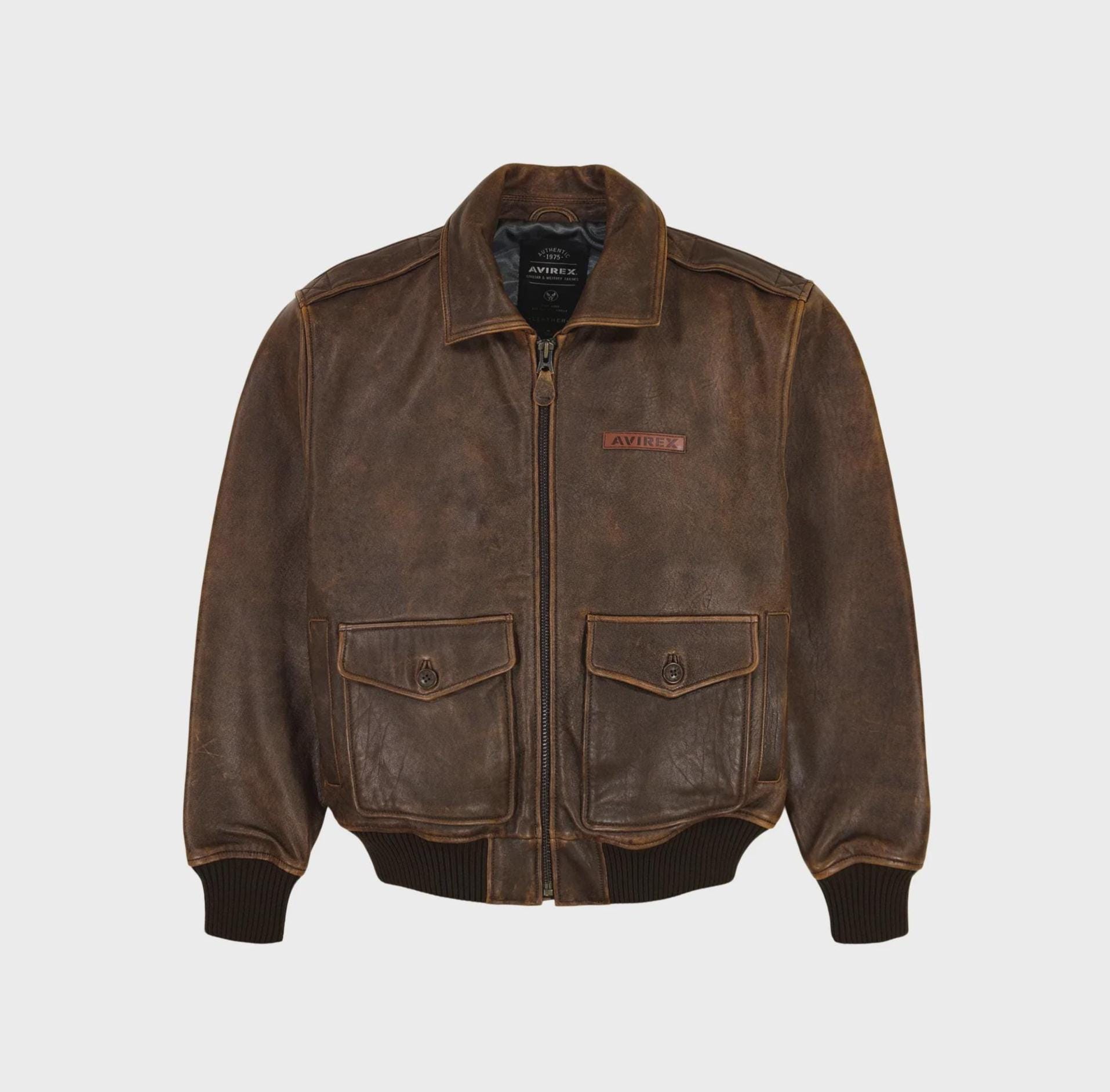 い*な様 80s avirex A-2 real leather bomber Vintage 89 Avirex A-2 Leather Flight Bomber Jacket Large