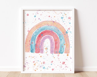 Watercolor Rainbow Art Print, Nursery Playroom Decor