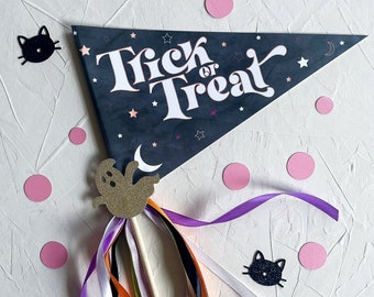 Trick or Treat Halloween Party Pennant Flag, Kids Decor