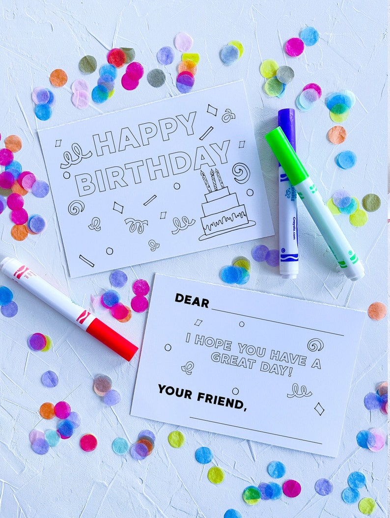 Printable DIY Color Your Own Birthday Card for Kids - Etsy