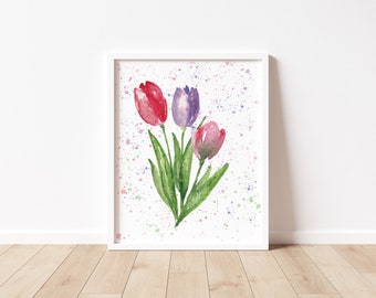 Colorful Spring Tulips, 8x10 Art Print