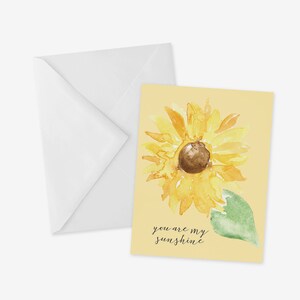 Sunflower Bouquet Greeting Card, You are my Sunshine, Thank You Card, Friendship Card Card for Kids, Appreciation Card, Watercolor Sunflower