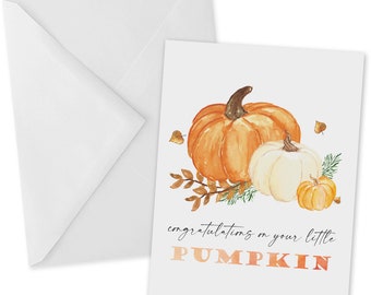 Congrats On Your Little Pumpkin, New Baby Card, Fall Baby, Congratulations Card for New Mom, New Parents, Pregnancy Baby Shower Card