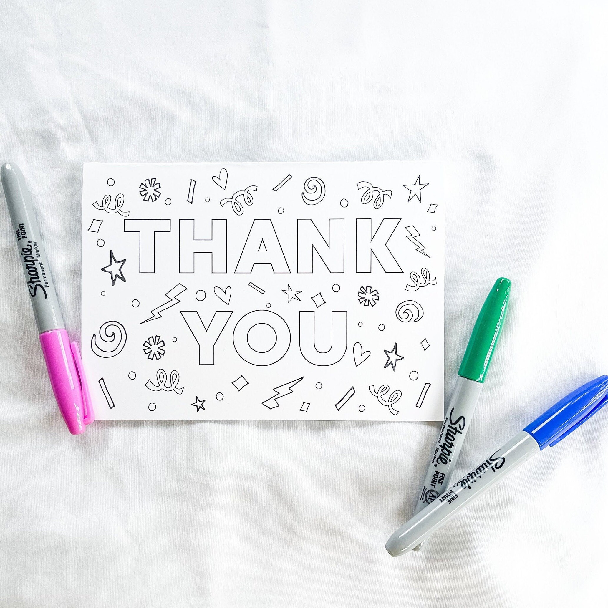Buy Printable DIY Color Your Own Thank You Card for Kids Online in