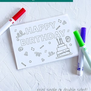 Printable DIY Color Your Own Birthday Card For Kids | Etsy