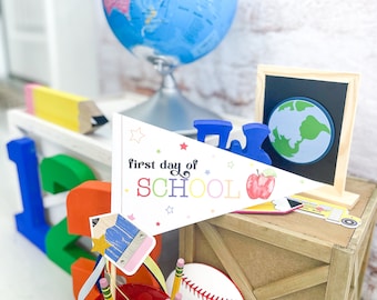 First & Last Day of School Pennant Flag Set, Photo Prop