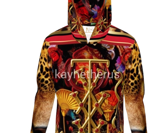 Shango Hoodie: Divine Power, Leopard Print, Stretch Fabric