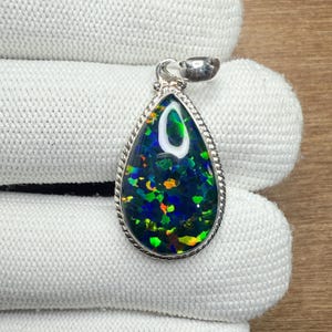Australischer Opal Anhänger, 925 Sterling Silber Halskette, Labrador Opal Anhänger, Geburtstagsgeschenk, Schmuck für jeden Tag