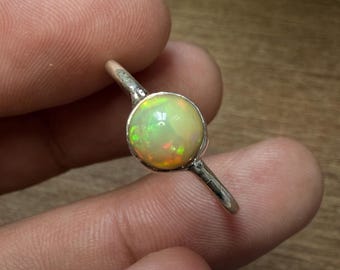 Ethiopian Opal Silver Ring - 925 Sterling Silver Ring - Handmade Boho Silver Jewelry - Opal Jewelry -Birthday Gift