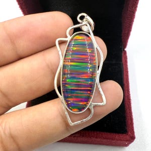 Black Opal Pendant, 925 Sterling Silver Necklace,  Handmade Silver Pendant, Opal doublet Necklace, Gift For Her