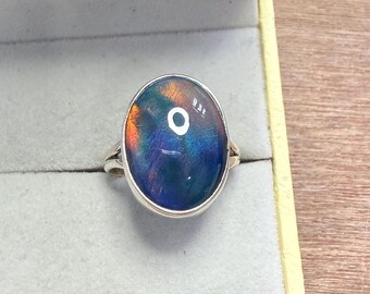 Blue Aurora Opal Ring, 925 Silver Ring, Opal Doublet Jewelry, Promise Ring, Women's Ring, Gift for Wife