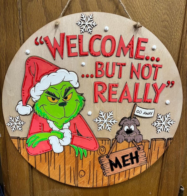 DIY Welcome but Not Really… Meh Door Hanger - Etsy