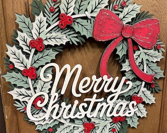 DIY Merry Christmas Wreath door hanger