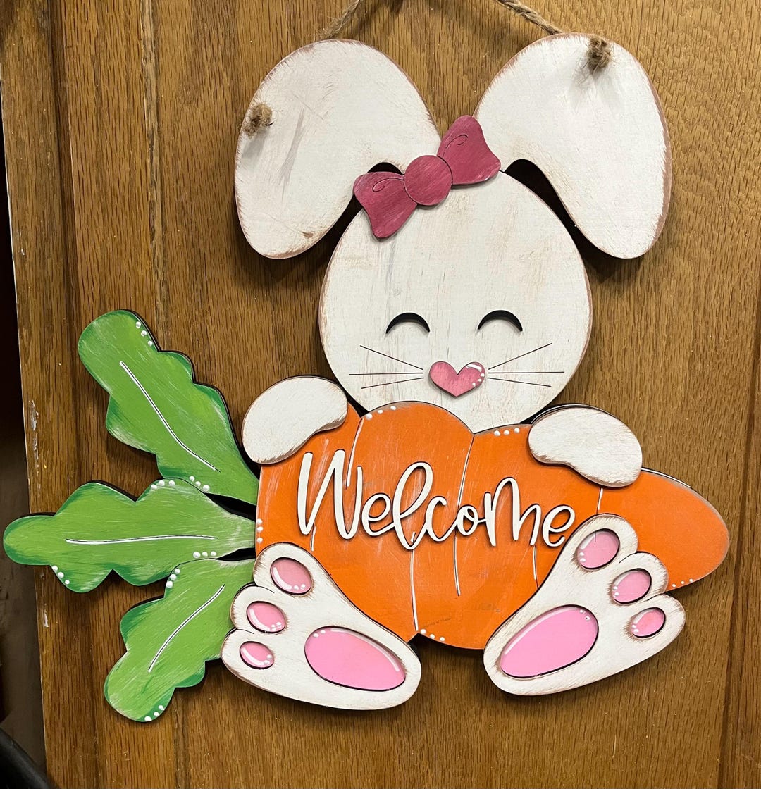 Door Frame Rabbits DIY Rabbit Welcome Door Hanger - Etsy
