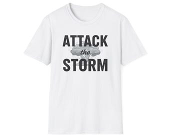 Attack the Storm Unisex Softstyle T-Shirt, Buffalo Brave Ochre Tee, Motivational Graphic Top, Facing Challenges Apparel, Inspirational Quote