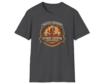 Dante's Inferno Atomic Pepper Challenge | Vintage Spicy Food Festival Shirt | Retro Chili Pepper Graphic Tee